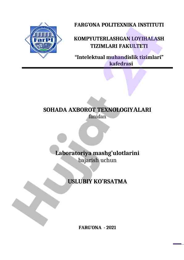 Laboratoriya mashg‘ulotlariga uslubiy ko‘rsatma 2021