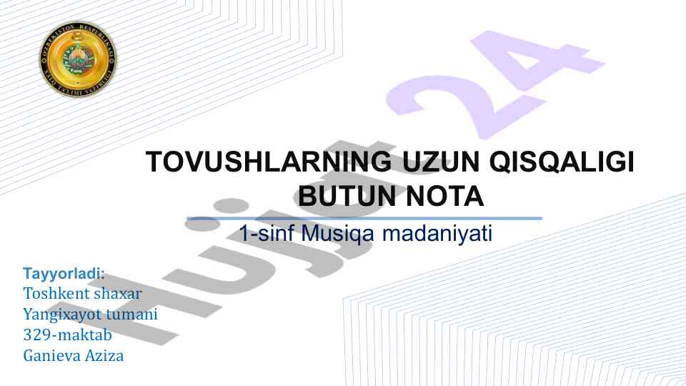 Musiqa madaniyati 1-sinf dars ishlanmalari