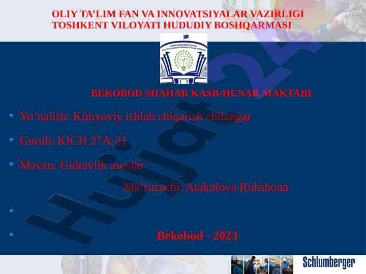 Gidravlik asoslar energiya uzatish tizimlari