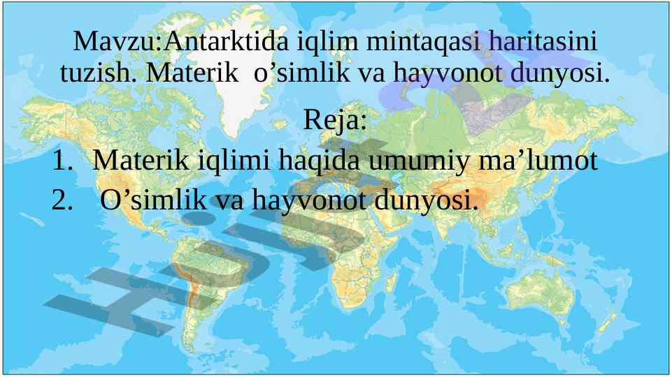 Antarktida iqlim mintaqasi haritasini tuzish