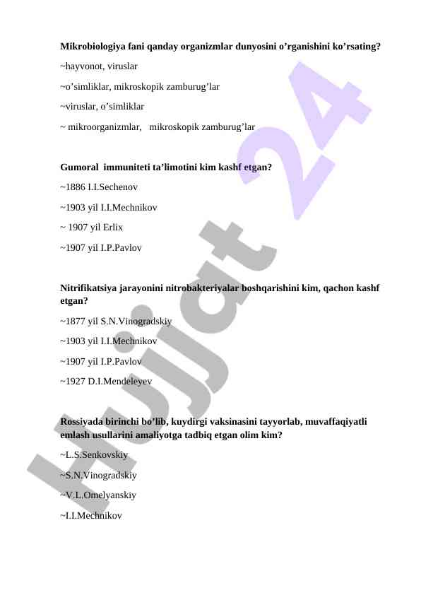Mikrobiologiya fanining asosiy yönalishlari