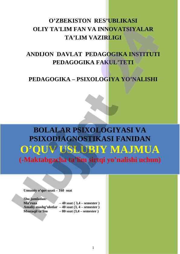 Umumiy pedagogika o‘quv dasturi talablariga mos