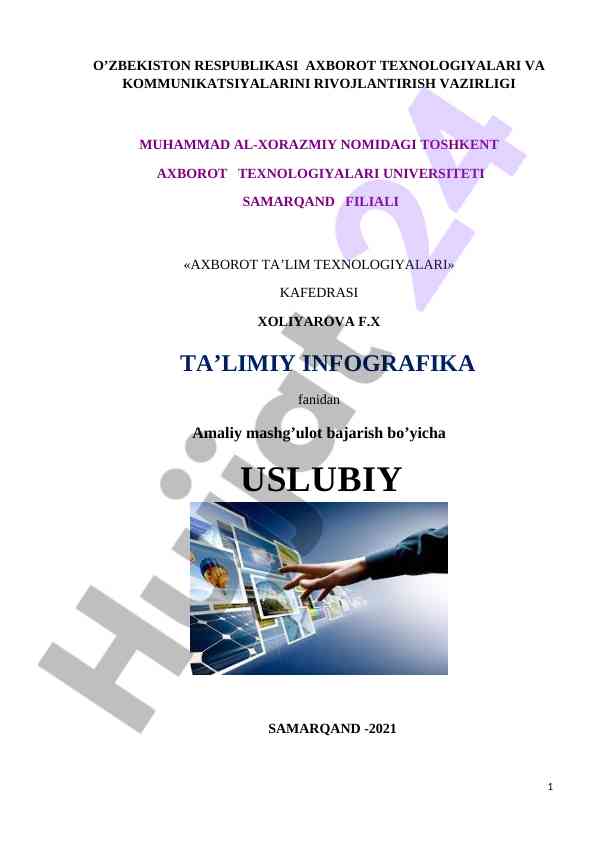 Amaliy mashg‘ulotlar uchun uslubiy qo‘llanma