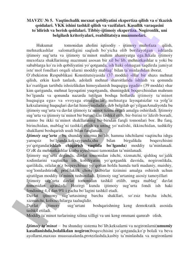 Vaqtinchalik mehnat qobiliyatini ekspertiza qilish qoidalari