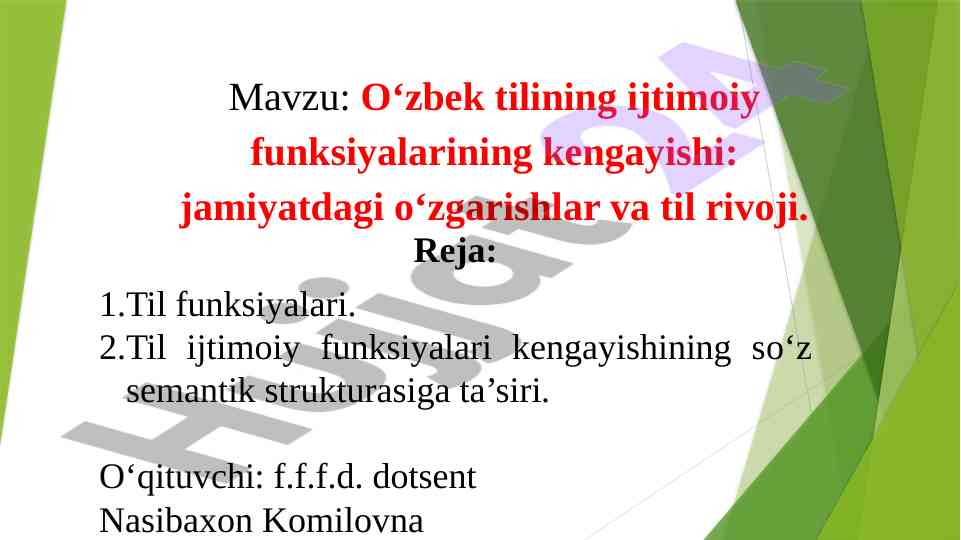 O‘zbek tilining ijtimoiy funksiyalari va rivoji