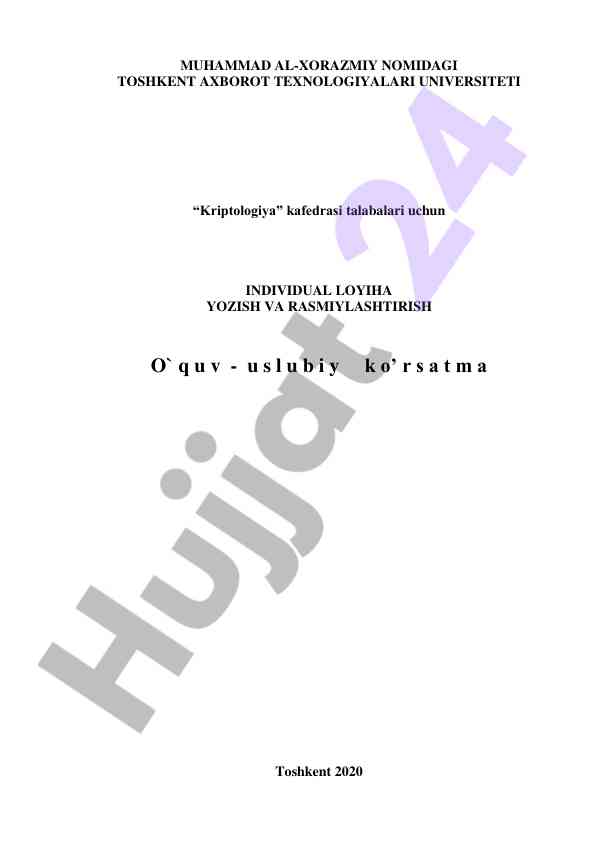 Kriptologiya talabalari uchun individual loyihalar