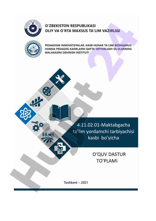 Maktabgacha ta'lim yordamchi tarbiyachisi o'quv dasturi
