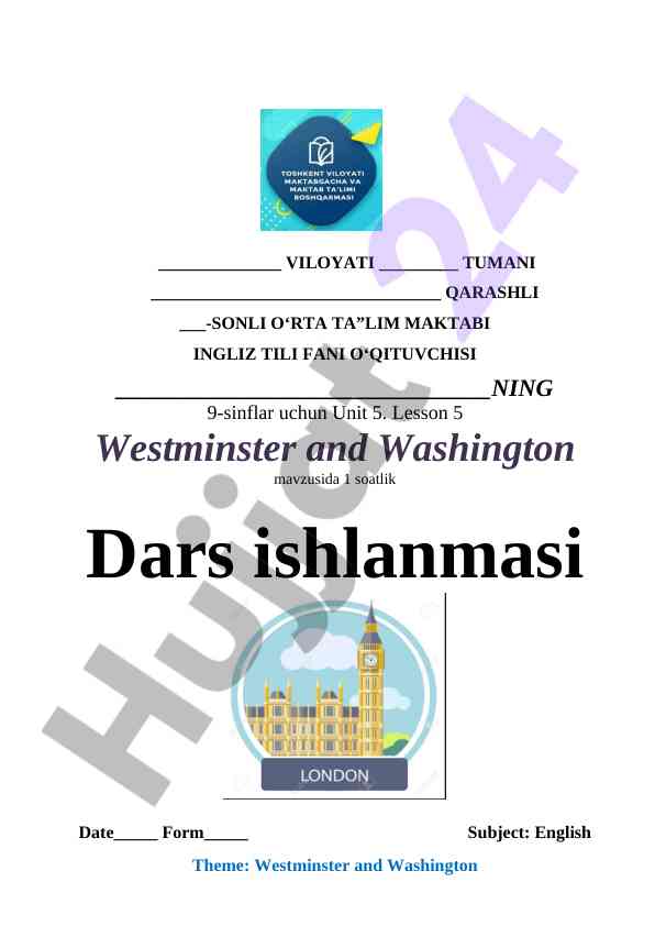 Unit 5 lesson plan on westminster and washington