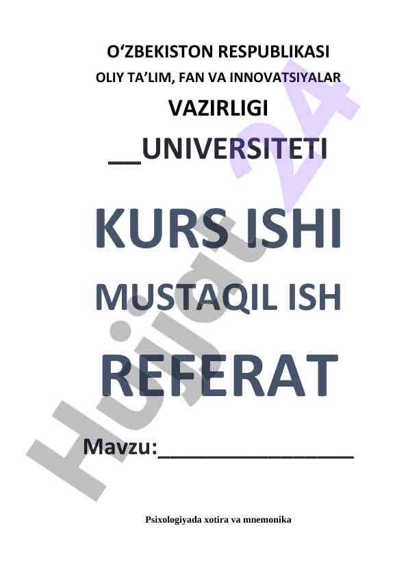 Psixologiyada Xotira Va Mnemonika