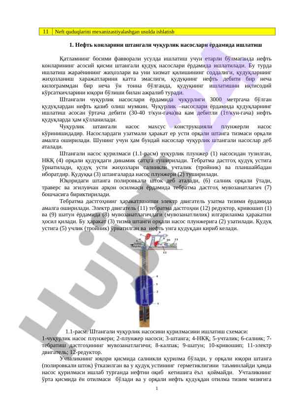 Нефть конларини штангали чуқурлик насослари билан ишлатиш