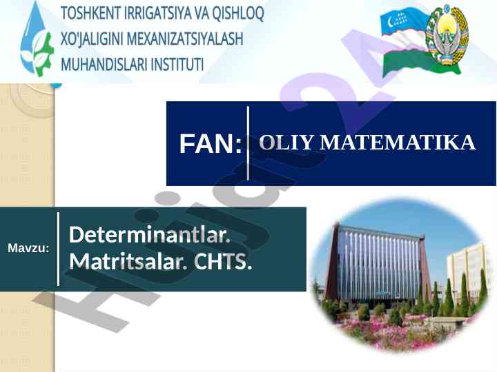 Oliy matematika fanining asosiy mavzulari