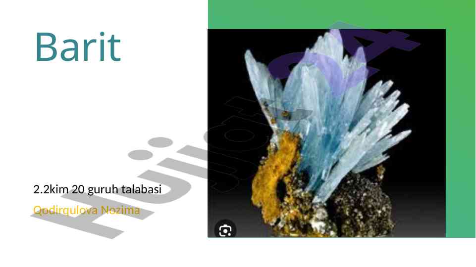 Barit mineralining kimyoviy tarkibi va strukturasi