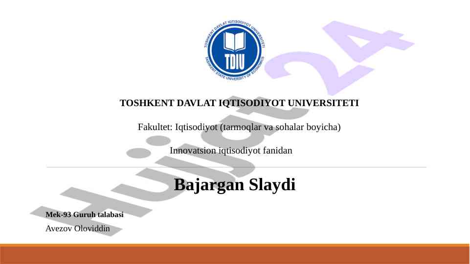 Innovatsion iqtisodiyot fanidan tadqiqot natijalari