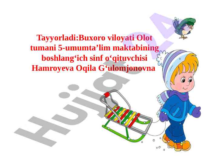 Nazorat ishti test 1 hikoyasida o‘tinchning qizi