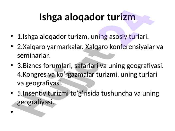 Turizmda biznes turizmi: xalqaro trendlar va geografiya