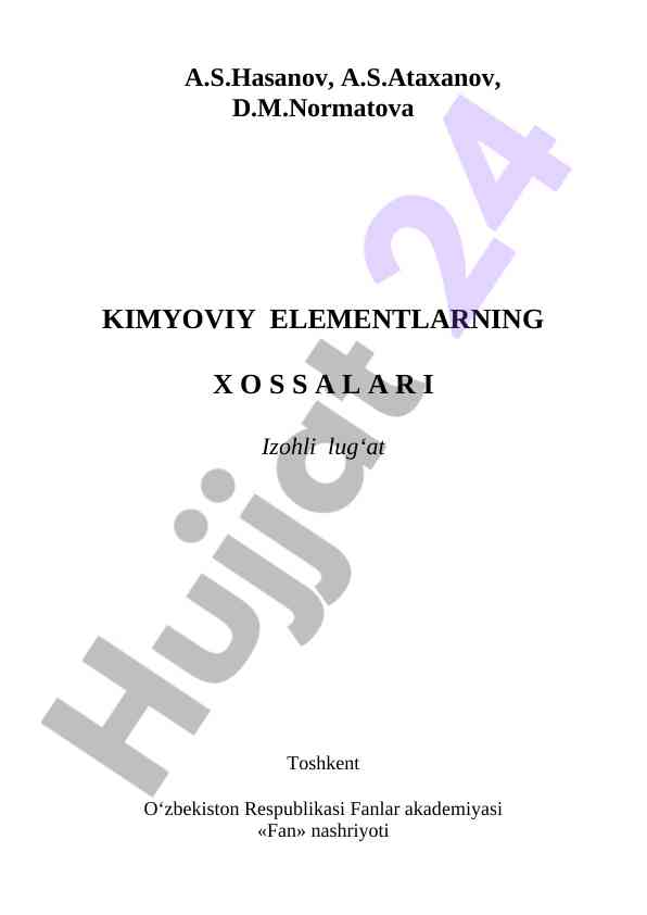 Kimyoviy Elementlarning Xossalari Izohli Lug‘at