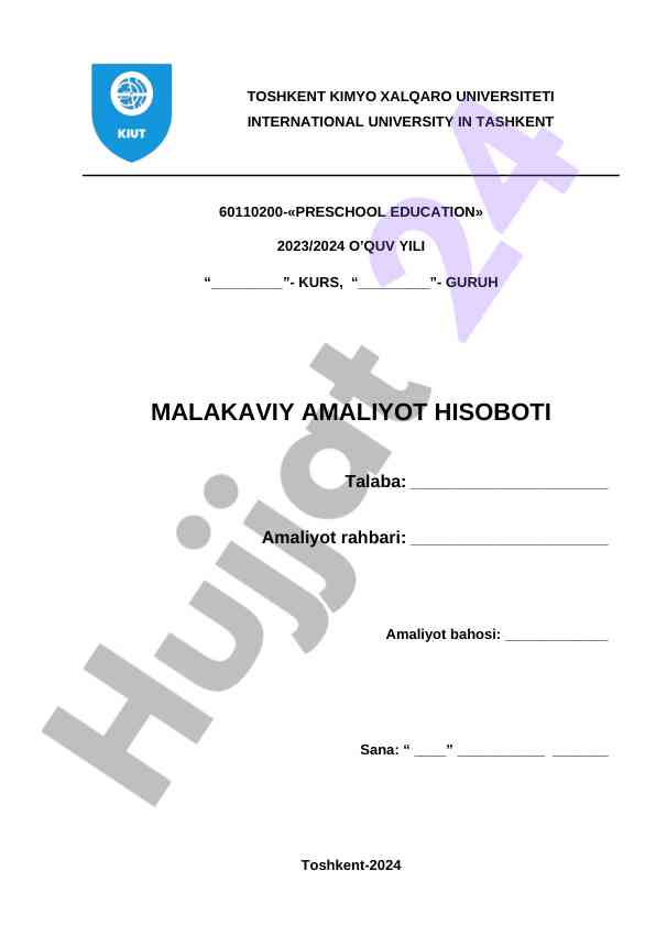 Malaka amaliyoti hisoboti maktabgacha ta’limda