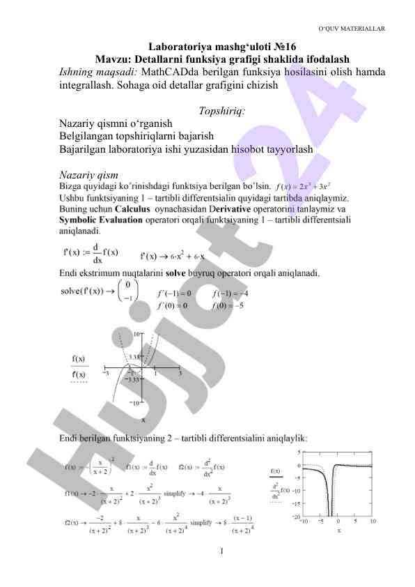 Detallarni funksiya grafigi shaklida ifodalash