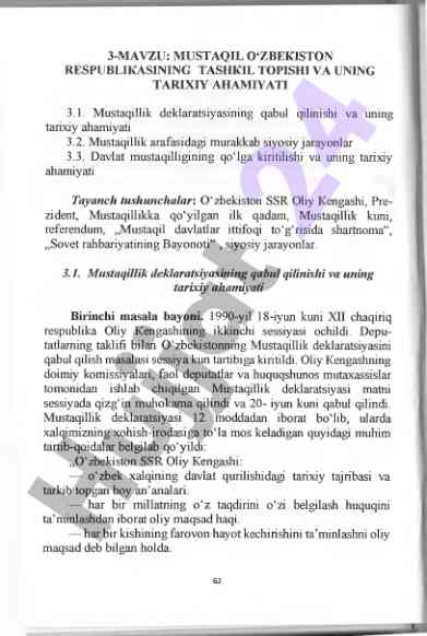 Mustaqil o‘zbekiston respublikasining tarixi
