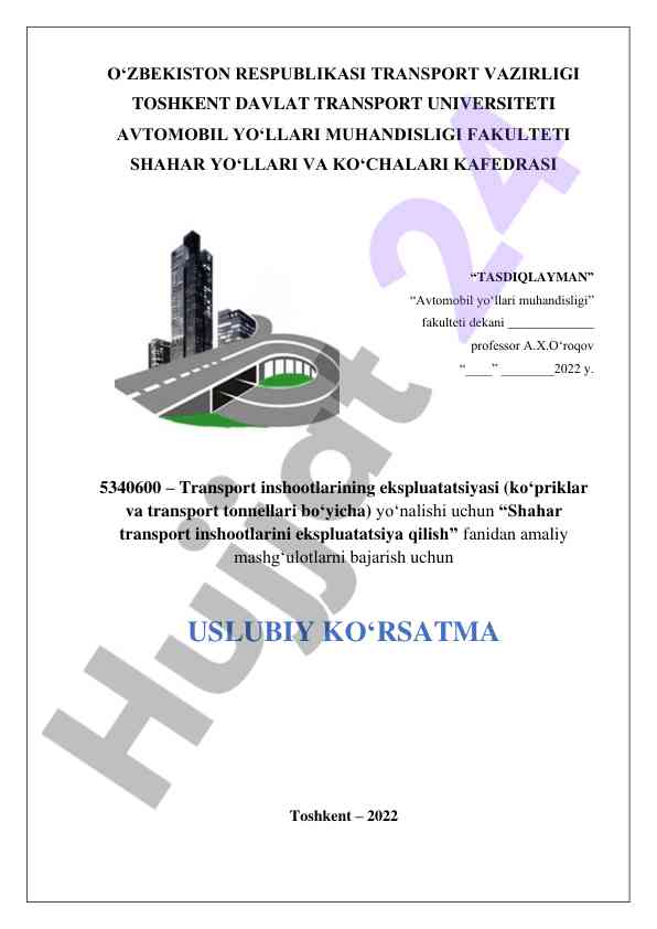 Shahar transport inshootlarini ekspluatatsiya qilish