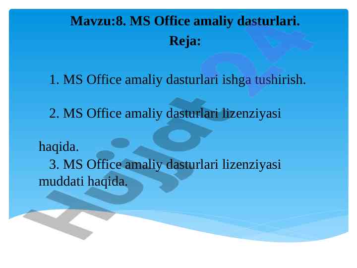Ms office amaliy dasturlari ishga tushirish