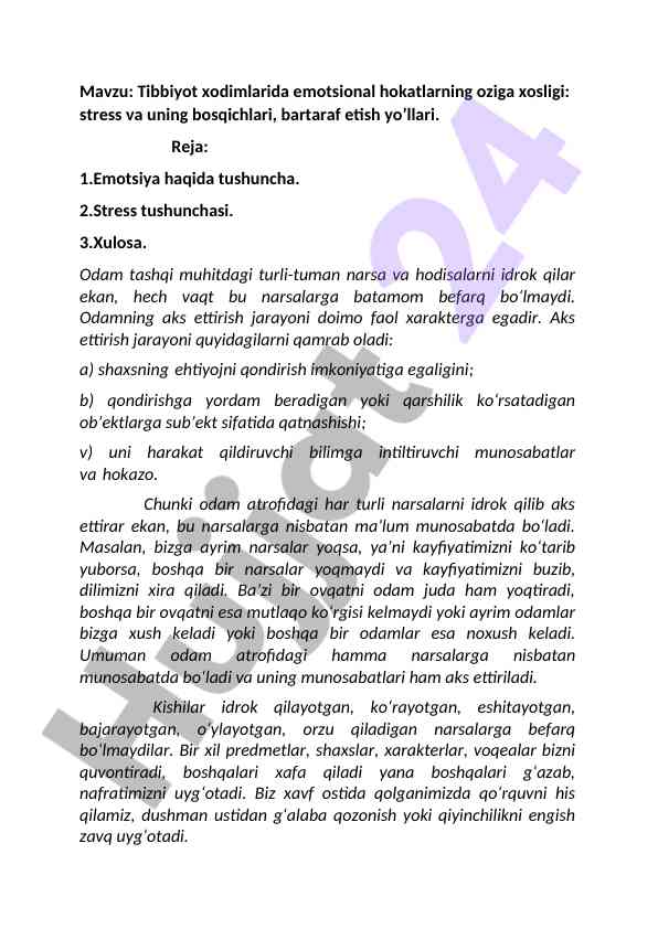 Tibbiyot xodimlarida emotsional hokatlar