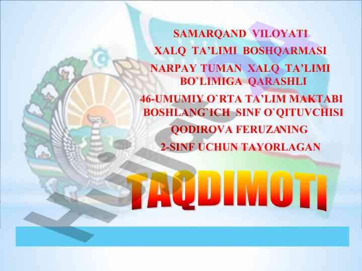 Dars rejasi: hakka bilan tulki ertagini o`rganish
