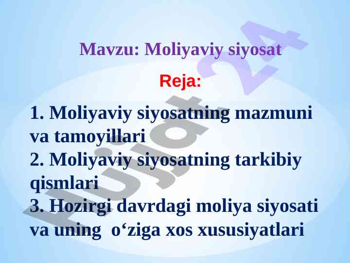 Moliyaviy siyosat: mazmuni va tamoyillari