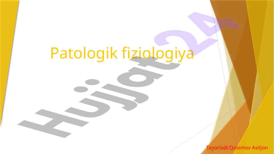 Patologik fiziologiyaning asosiy tushunchalari