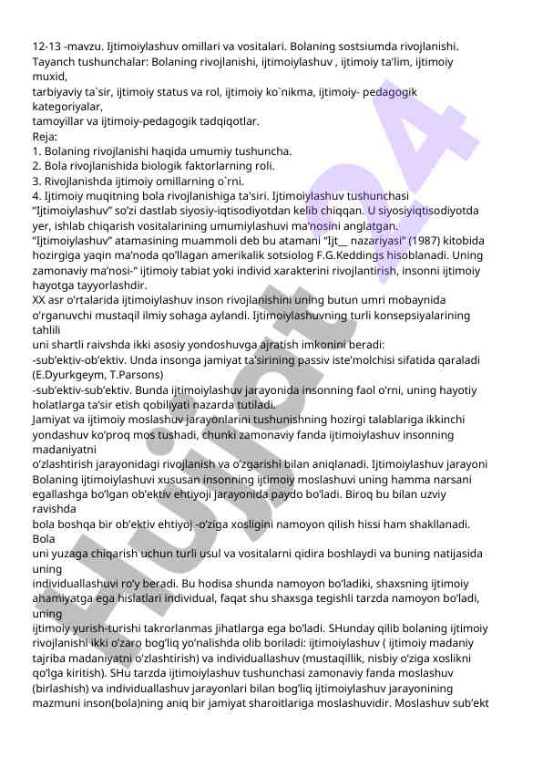 Ijtimoiylashuv omillari va vositalari rivojlanishi