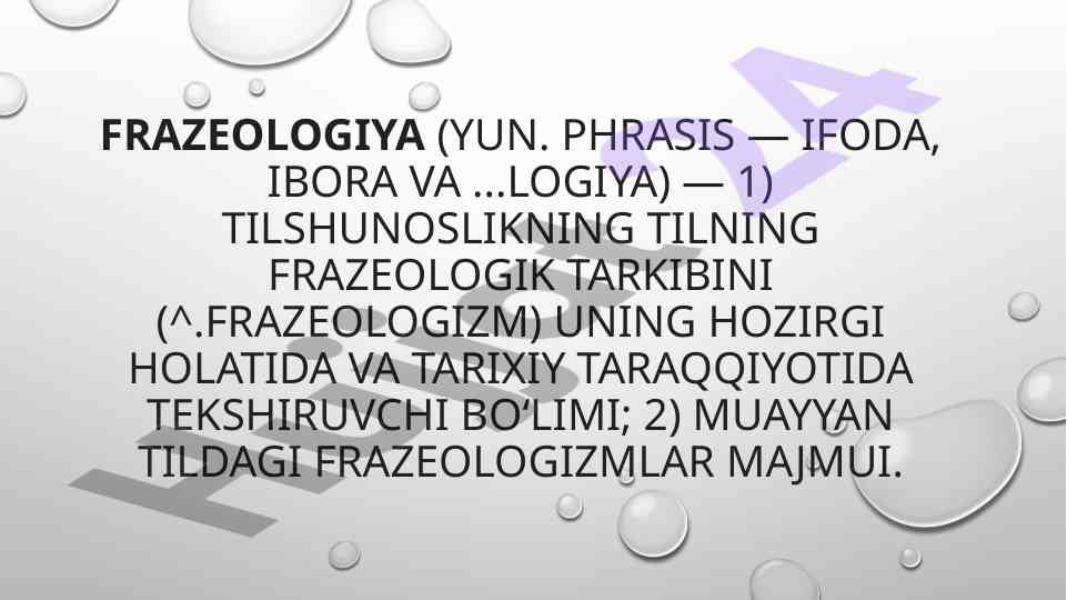 Frazeologiyaning tashkili va muammolari