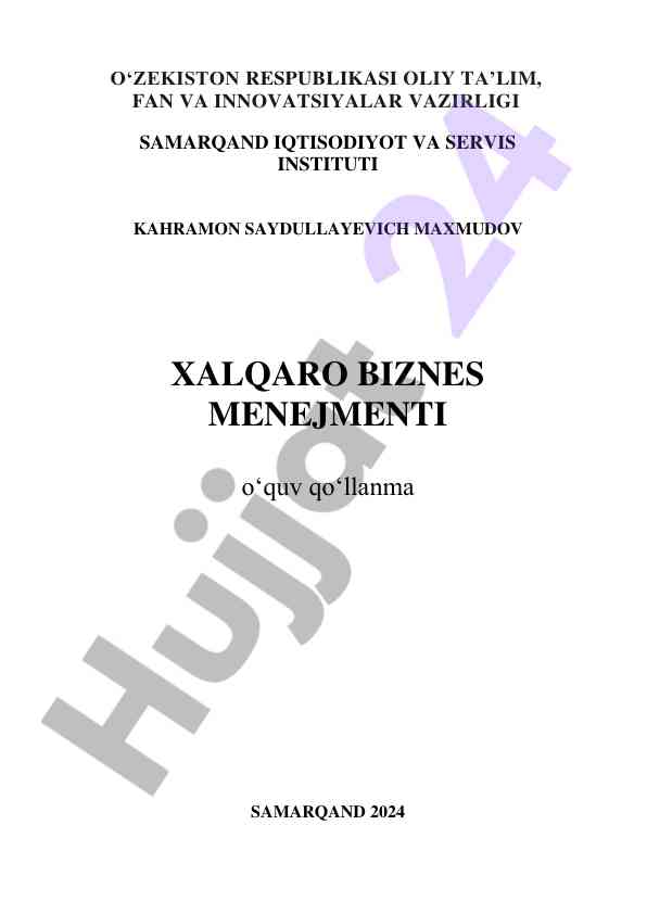 Xalqaro biznes menejmenti o‘quv qo‘llanma