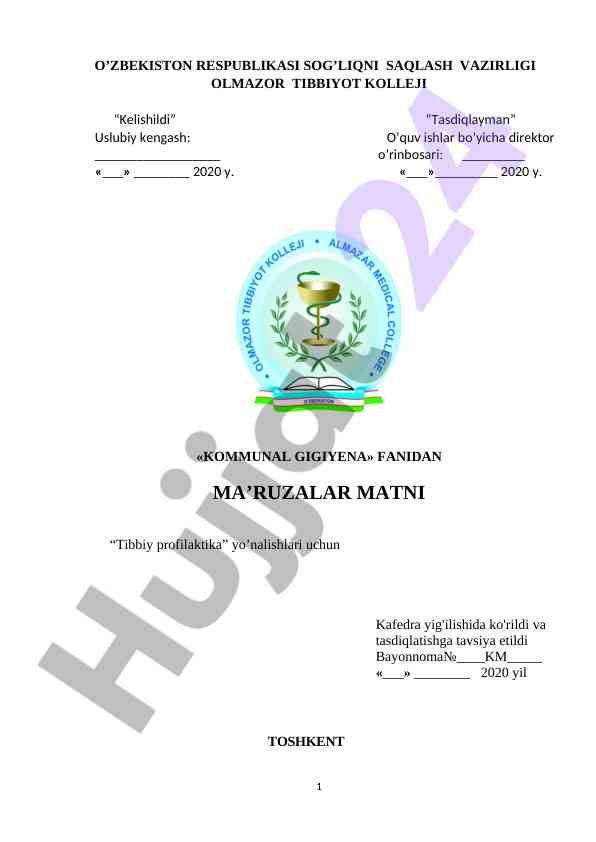 Tibbiy profilaktika fanidan ma’ruzalar matni
