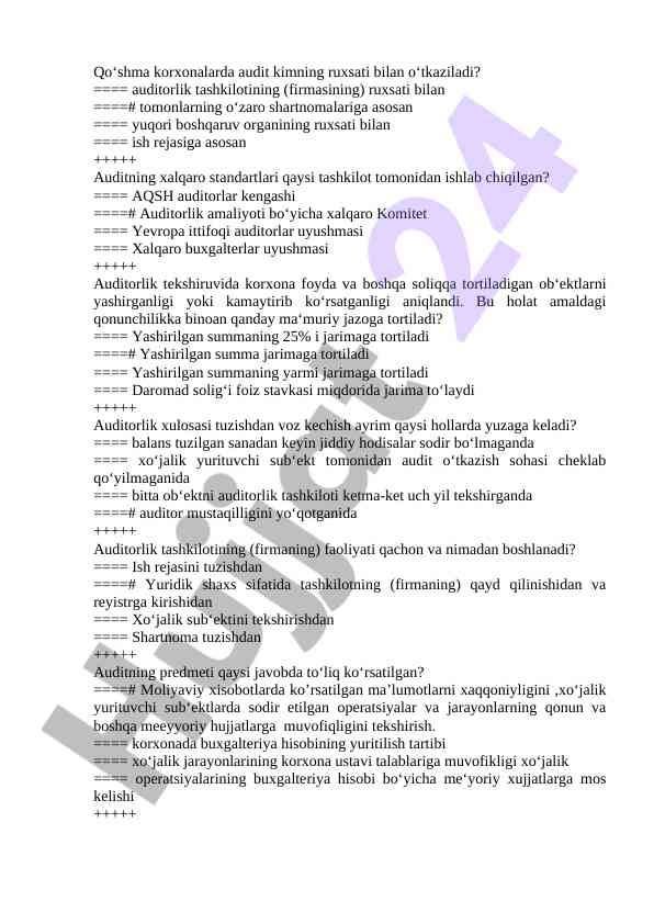Auditorlik standartlari va hisobot talablari