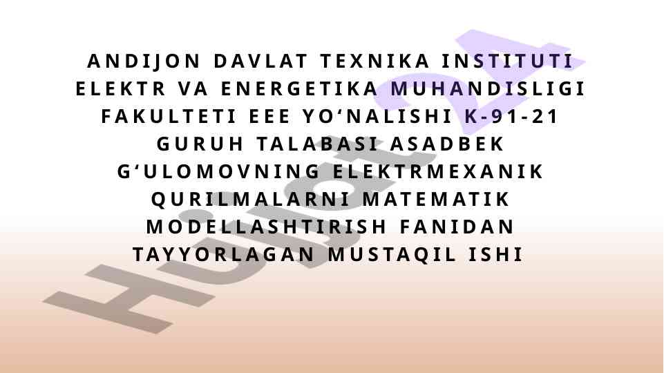 O'zgaruvchan tok elektr zanjirlarining matematik modellari