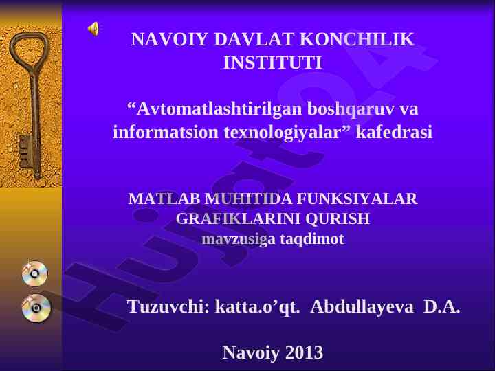 Matlab muhitida funktsiyalar grafiklarini qurish
