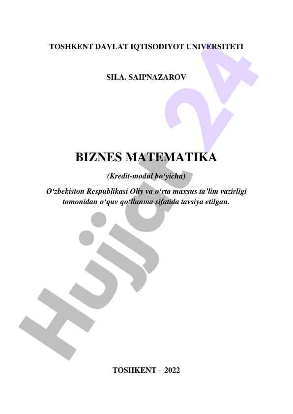 Biznes matematikasi o‘quv qo‘llanma