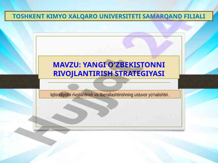Yang o'zbekistonni rivojlantirish strategiyasi