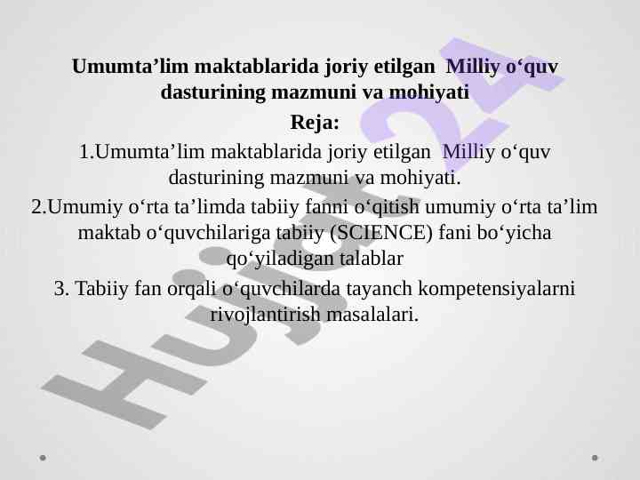 Umumta’lim maktablarida milliy o‘quv dasturi