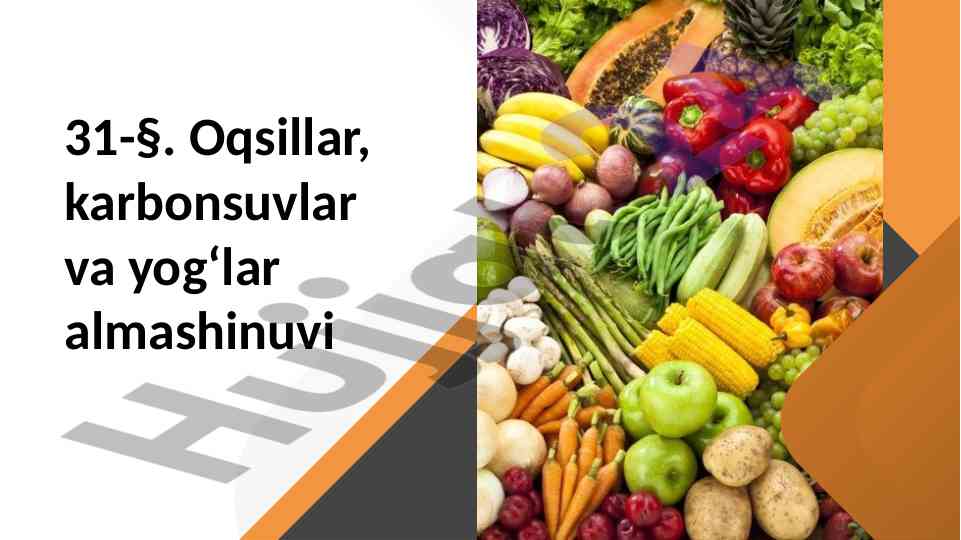 Oqsillar va karbonsuvlar almashinuvi tahlili