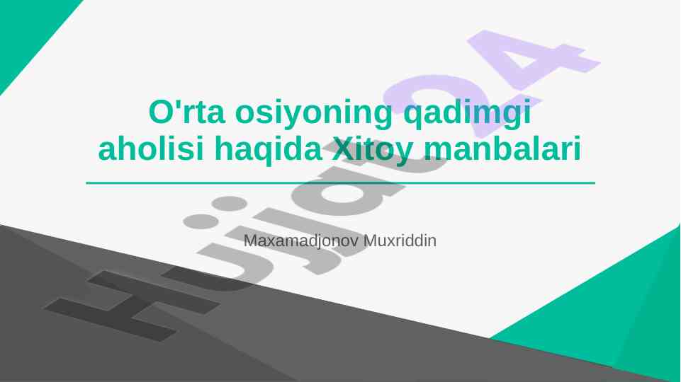 Xitoy manbalari va o'rta osiyo tarixi
