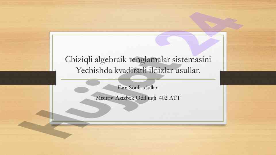Chiziqli algebraik tenglamalar sistemasini yechish