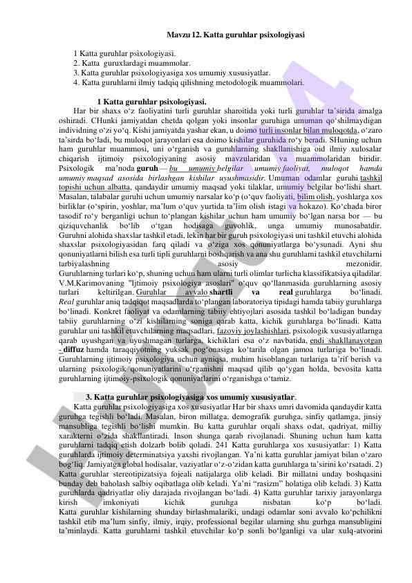 Katta guruhlar psixologiyasi va muammolari