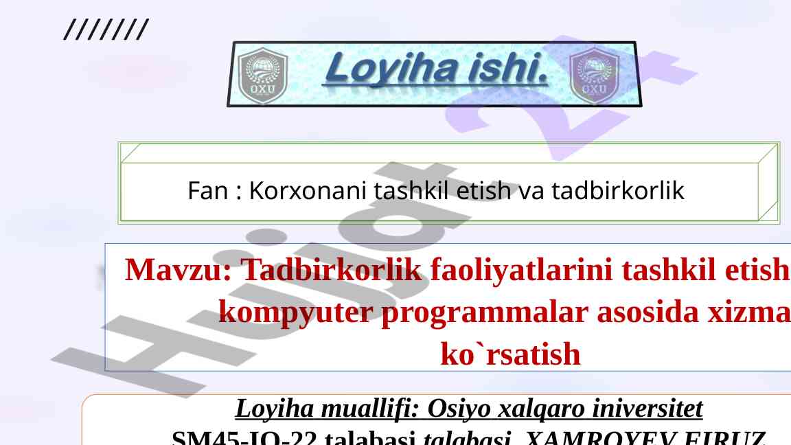 Kompyuter dasturlari asosida tadbirkorlik faoliyati