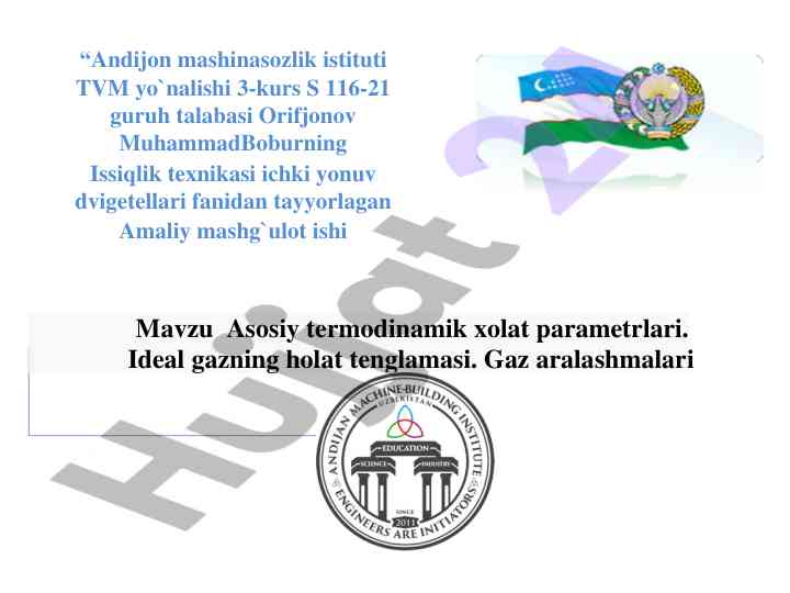 Issiqlik texnikasi ichki yonuv dvigatellari amaliy ish