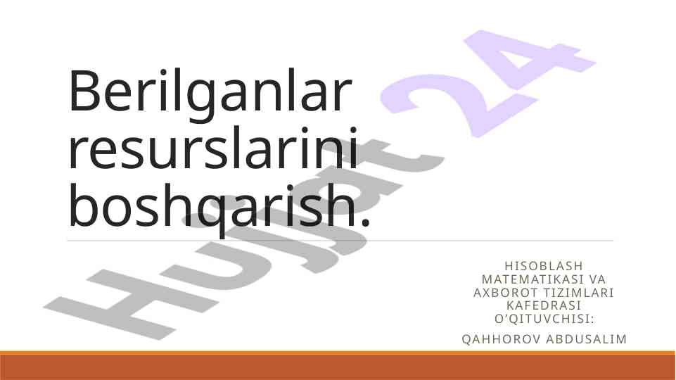 Berilganlar bazasini normallashtirish jarayoni