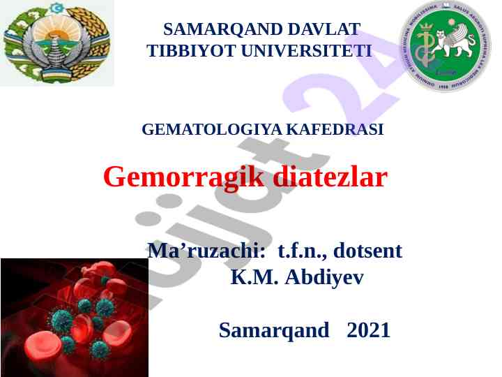 Gemorragik diatezlar: klinika va gematologiya