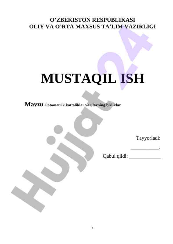 Fotometrik kattaliklar va ularning birliklari