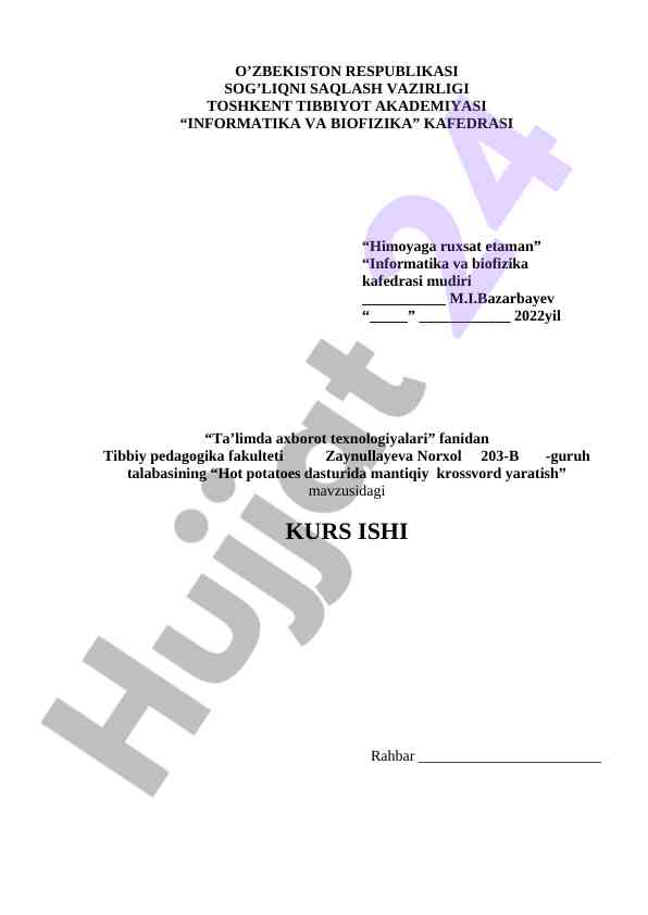Ta’limda axborot texnologiyalari bo'yicha kurs ishlari