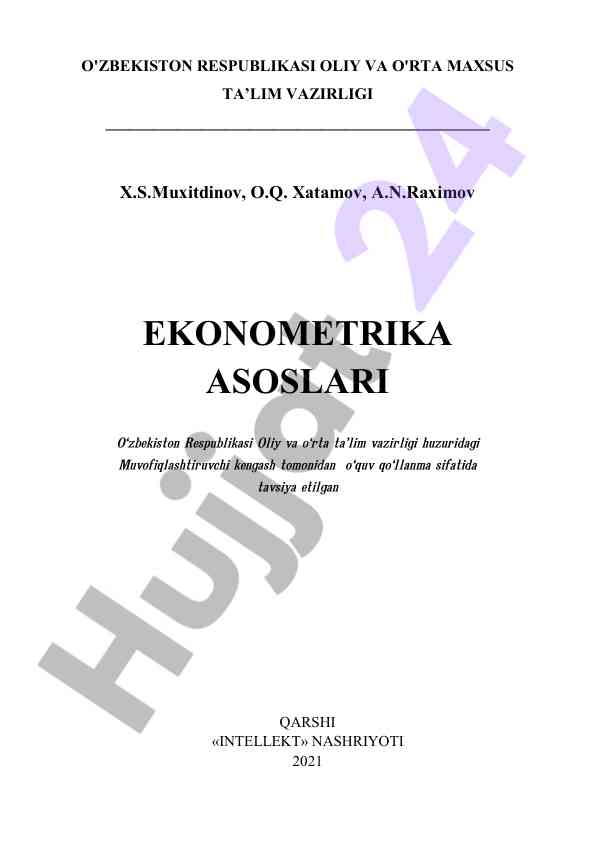 Ekonometrika asoslari o‘quv qo‘llanmasi